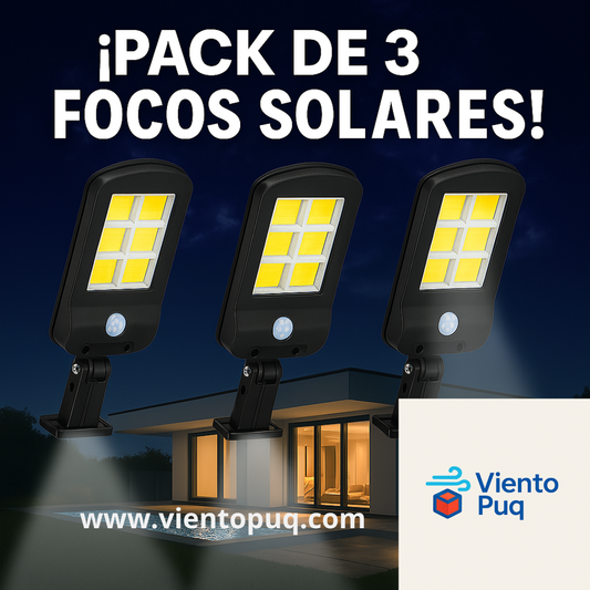 Pack 3 Lamparas LED Carga Solar IPS 67